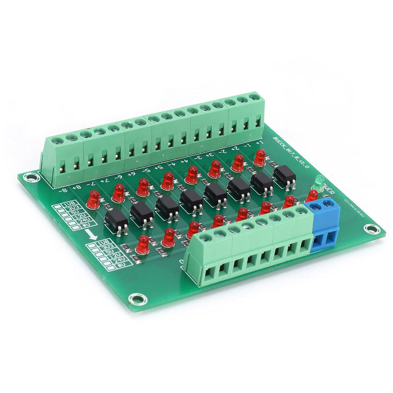 8 Channel Optocoupler, 12V to 3.3V Simple Operation Isolator Module for Single Chip Microcomputer Signal Isolation