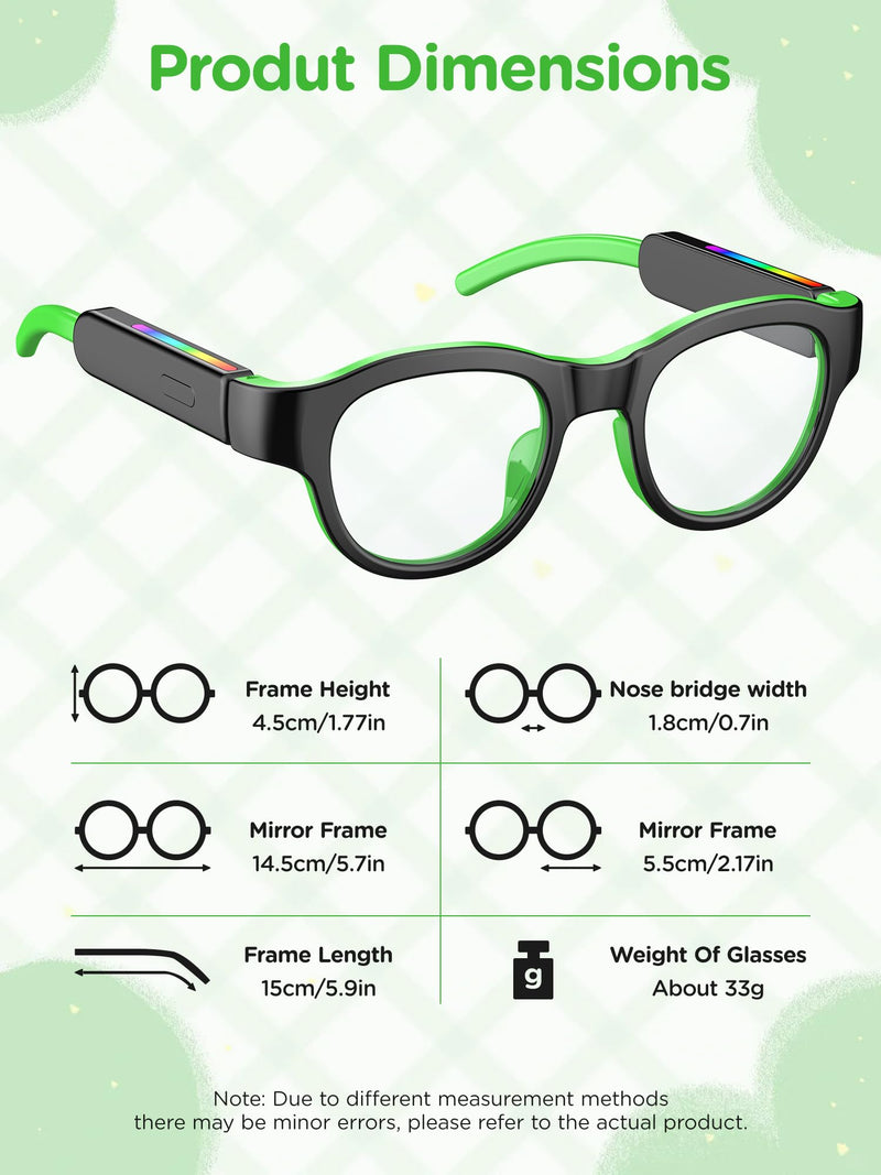 Smart Bluetooth Glasses for Kids with Blue Light Protection Black