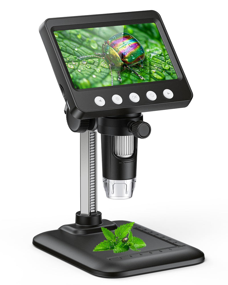 [AUSTRALIA] - 4.3" Digital Microscope for Adults, SKYEAR Coin Microscope 1000X Magnification with 8 Ajustable LED Fill Lights, USB Microscope for Windows/MacOS, Coin Collection Supplies-Black Black 