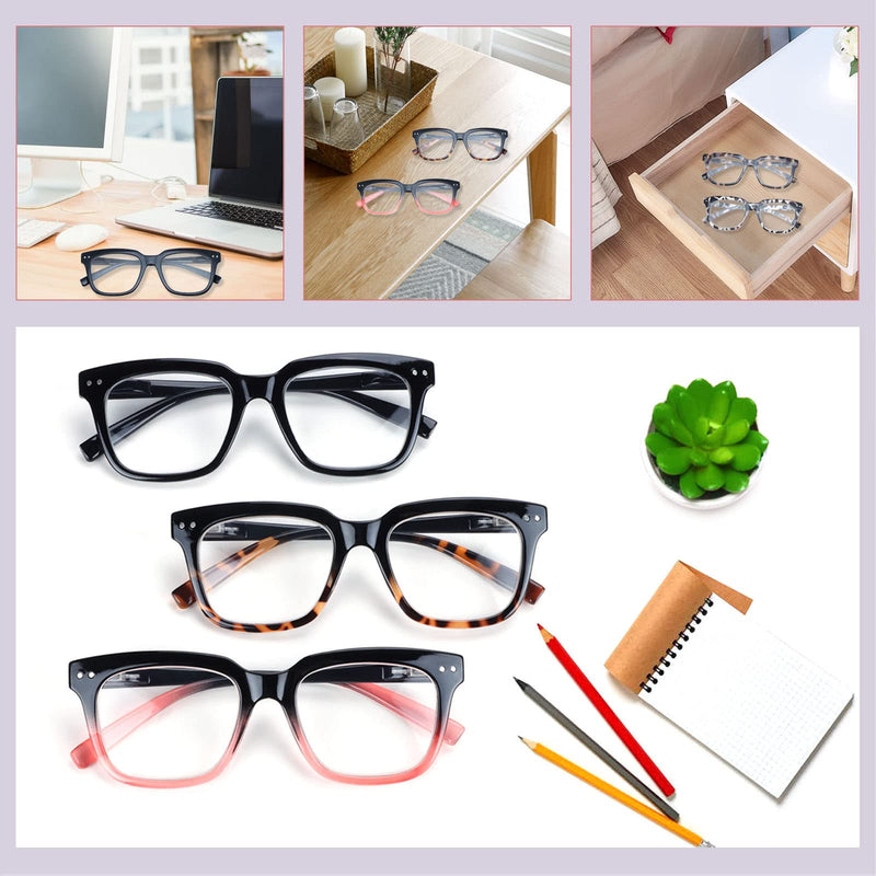 6 Pack Fashion Reading Glasses for Women Men Blue Light Blocking Oversized Square Readers with Spring Hinge 6 Pack Mix 1.5 x