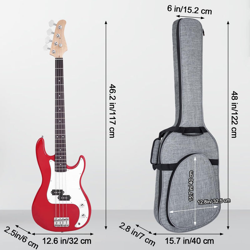 [AUSTRALIA] - MUZNOTE 47 Inch Bass Guitar Bag 0.35 inch Padding Bass Guitar Case Electric Bass Case, Electric Bass Gig Bag Backpack with Neck Strap and Pockets, Grey 