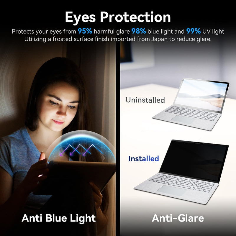 Magnetic Privacy Filter Compatible with 13.5 Inch Surface Laptop 5/4/3/2/1, Removable Anti-Glare Blue Light Laptop Privacy Screen Black Security Private Magnetic privacy screen for surface