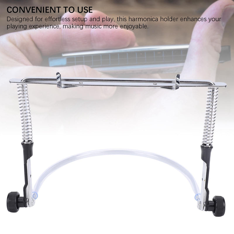 Harmonica Neck Holder, Alloy Steel Adjustable Angle Neck Stand with Sticker for 10 & 24 Hole Harmonicas for Beginners