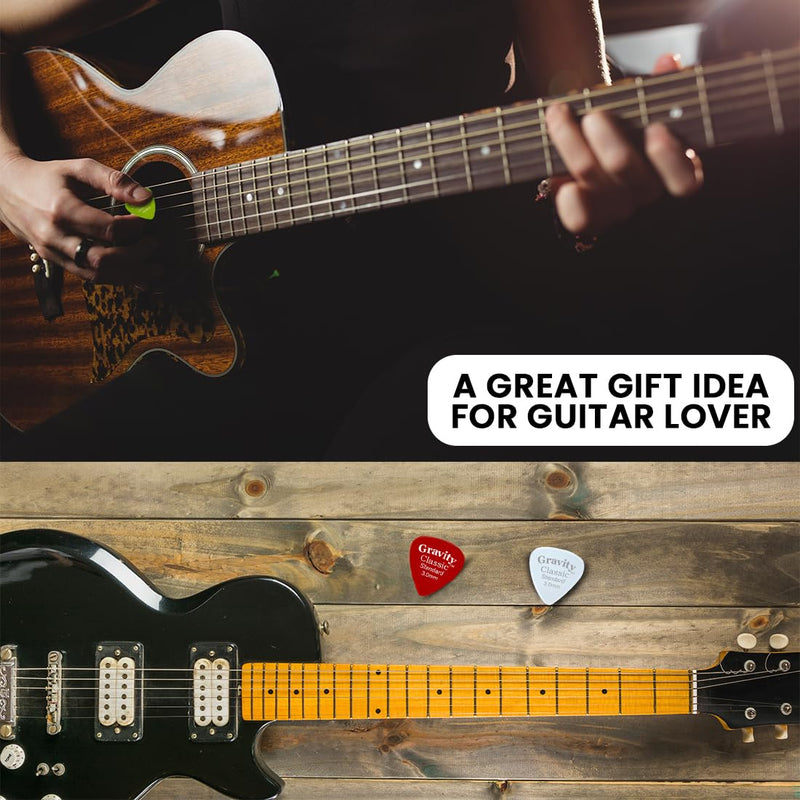 Gravity Guitar Picks - Made of Acrylic - Brighter, Louder, Faster - Classic Standard 3.0mm - 8 Color Assortment