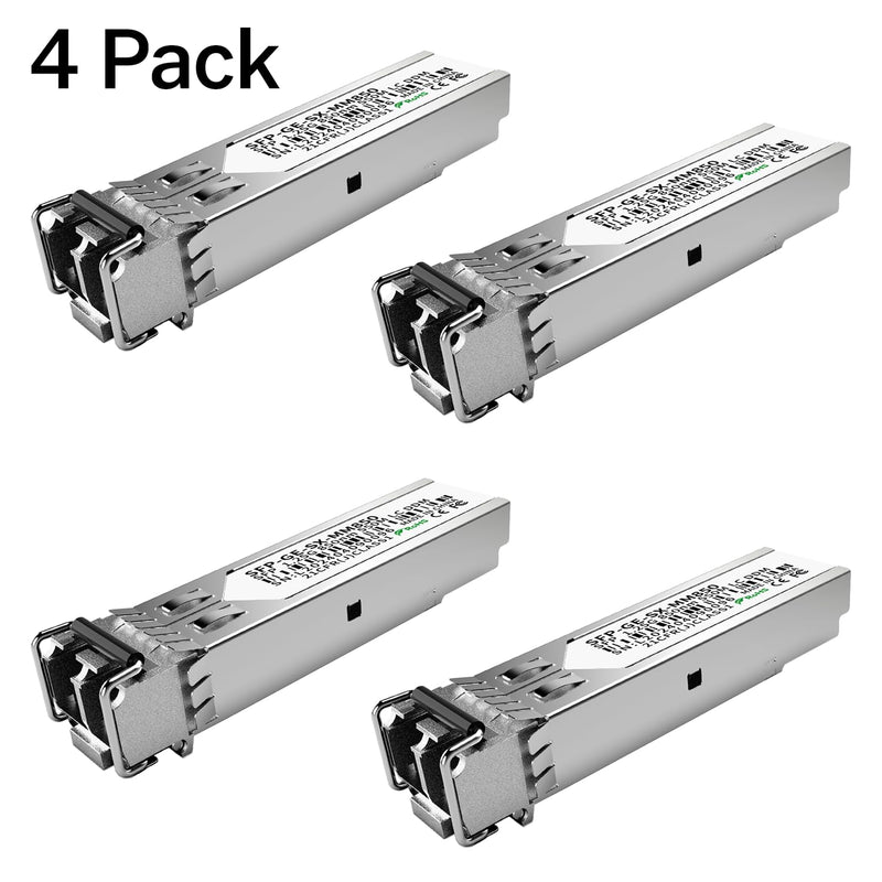 4Pack 1.25G SFP Module 1000Base-SX Multimode LC Transceiver, 850nm MMF, 550m Range - Compatible with Cisco SFP-GE-S, Meraki MA-SFP-1GB-SX, Ubiquiti UF-MM-1G, Mikrotik, TP-Link, Netgear, Aruba and more 4PCS 1.25G Multi-Mode SFP Module
