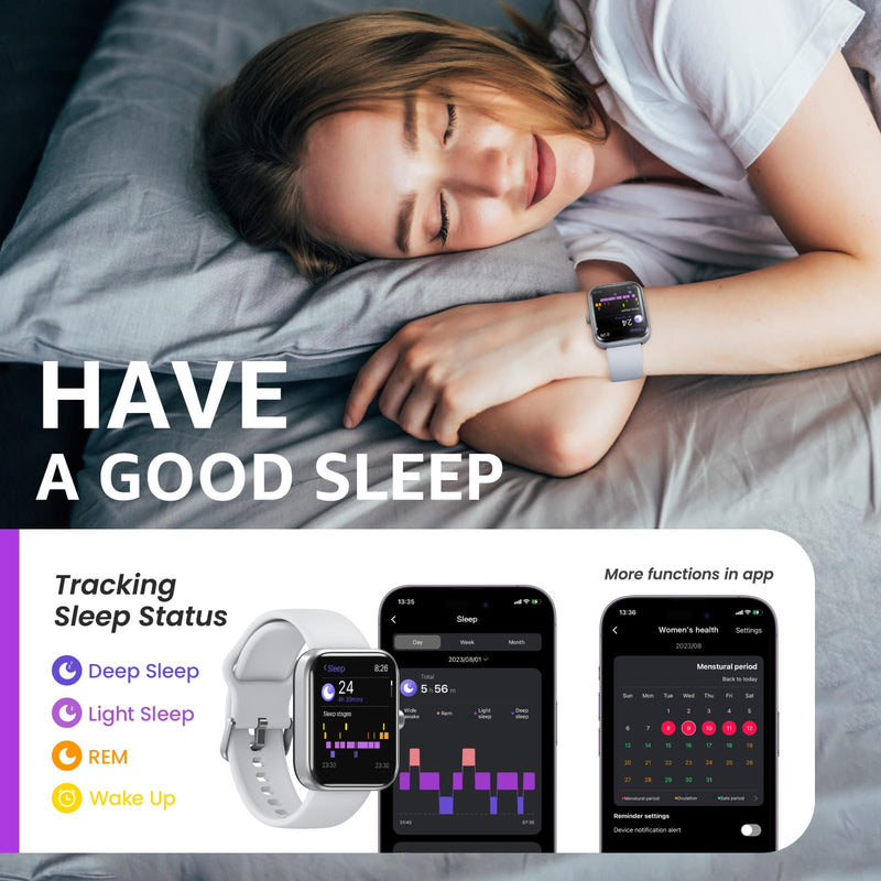 TOZO 2026 New Upgraded Smart Watch for Men Women for iPhone & Android | 1.83" Fitness Tracker Bluetooth Call [Answer/Make], IP68 Waterproof Sleep Monitor, 100+ Sport Modes Matte Gray