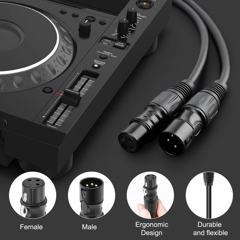 [AUSTRALIA] - XLR Cables, 20ft Microphone Cable, 3 Pin XLR Balanced Male to Female Mic Cord, XLR Speaker Cable, Black 20 Feet 