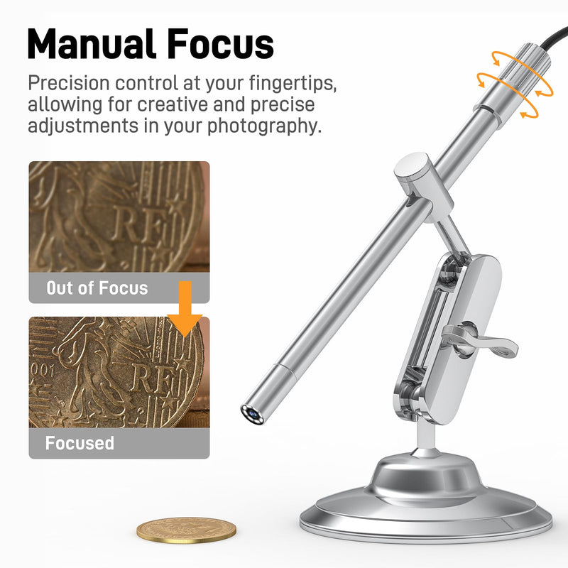 [AUSTRALIA] - Teslong USB-C Digital Microscope, 10X to 200X Magnification Portable Camera with 8 LED Lights, Handheld Rotating Metal Stand for Coin, Electronic, Compatible with iPhone 15+ and Android Devices 