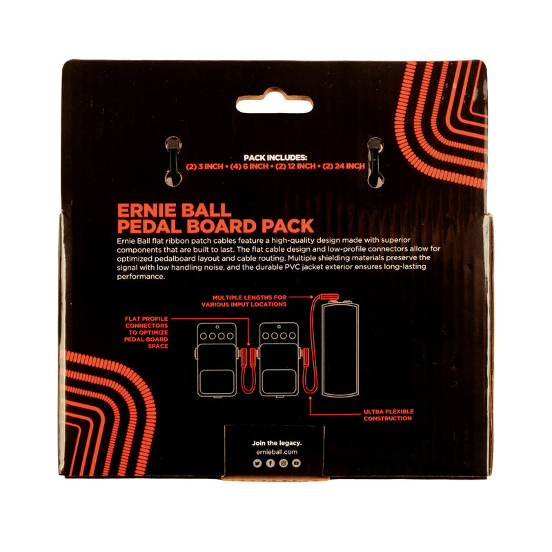 Ernie Ball Flat Ribbon Patch Cables Pedalboard Multi-Pack - Red Cable