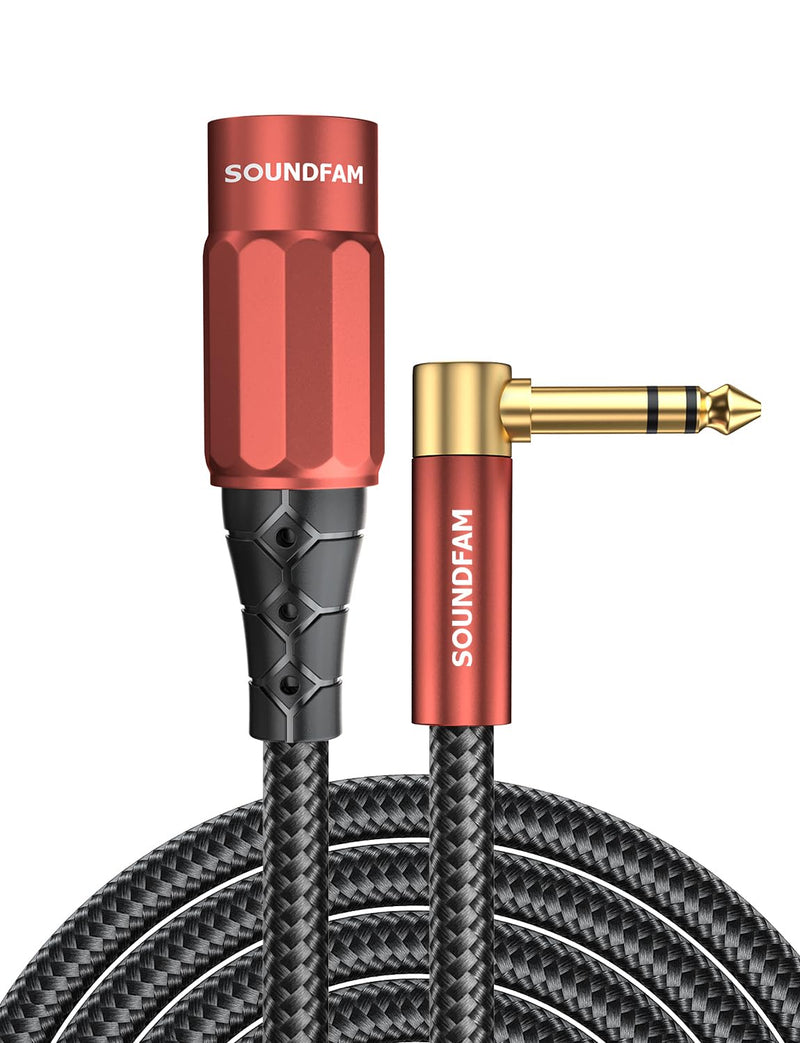 XLR Male to 1/4 Inch 90 Degree Right Angle 6.35mm TRS to XLR Male Balanced Interconnect Cable for Guitar, Subwoofer, Mixer, Amplifier(6Feet/2M) 6 Feet Wine Red_XLR Male to 1/4" 6.35mm
