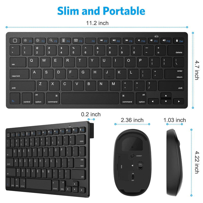 OMOTON Bluetooth Keyboard and Mouse Combo, Wireless Keyboard Mouse for iPad Pro 12.9/11, iPad 9th/8th/7th Gen, iPad Air 4, All iPad (iPadOS 13 and Above), and Other Bluetooth Enabled Devices (Black) Black