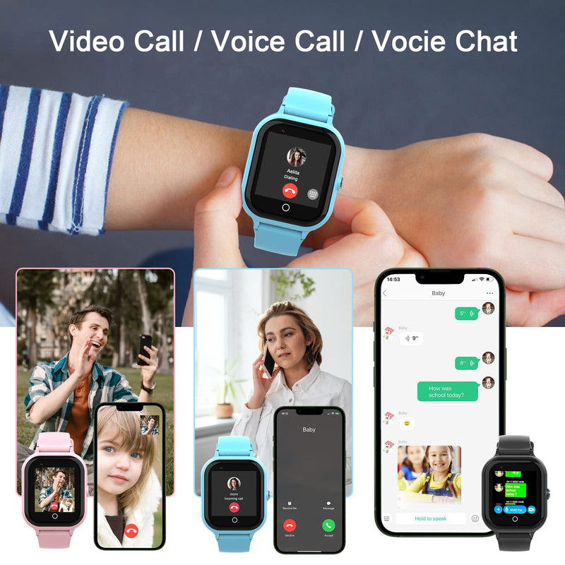wonlex Kids Smart Watch with GPS Tracker and Calling, 4G Smartwatches Girls Boys with SIM Card SOS Camera Voice Video Call School Mode for Kids Children Aged 4-12 Birthday Gifts (Blue)