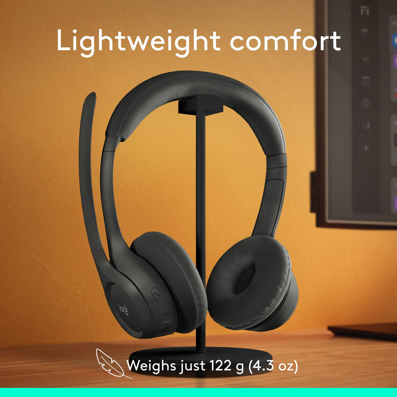 Logitech Zone 301 Wireless Bluetooth Headset - Graphite | Noise-canceling microphone, compatible with Windows, Mac, Chrome, Linux, iOS, iPadOS, Android