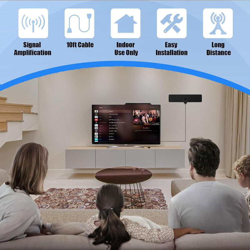 Digital TV Antennas, Antenna for Local Channels, Portable HDTV Indoor Antenna Support 4K 1080p, 360° Signal Range Reception with 10.5ft Coaxial Cable,Amplifier Signal Booster for HDTVs