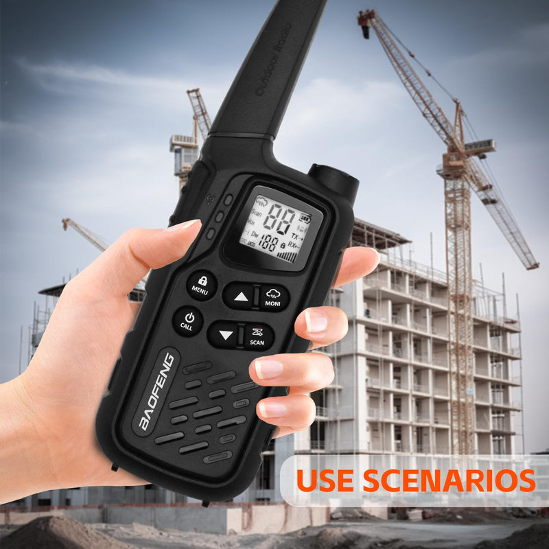 [AUSTRALIA] - BAOFENG MP25 Walkie Talkies,Family Walkie Talkie Camping Essentials NOAA Weather Scan 155 Privacy Codes 22 FRS Channels 2PC (Black) Black 
