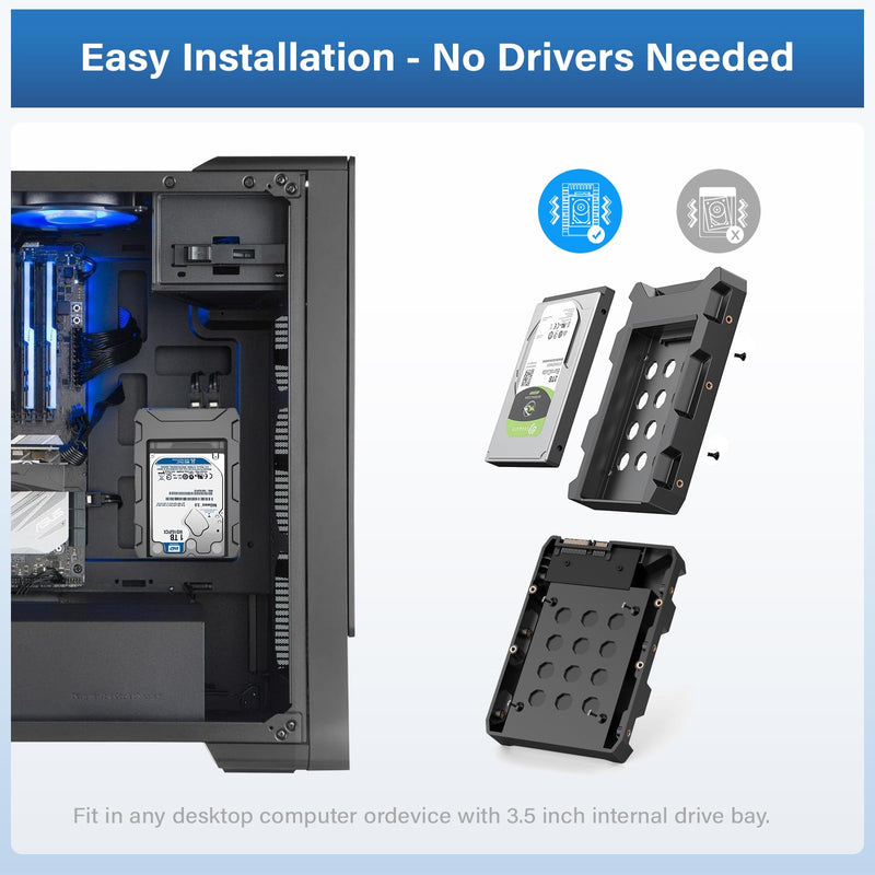2.5 to 3.5 Inch SSD HDD Mounting Bracket, SATA III Drive Bay Adapter for 7mm 9.5mm 12.5mm Hard Drives 5 Packs