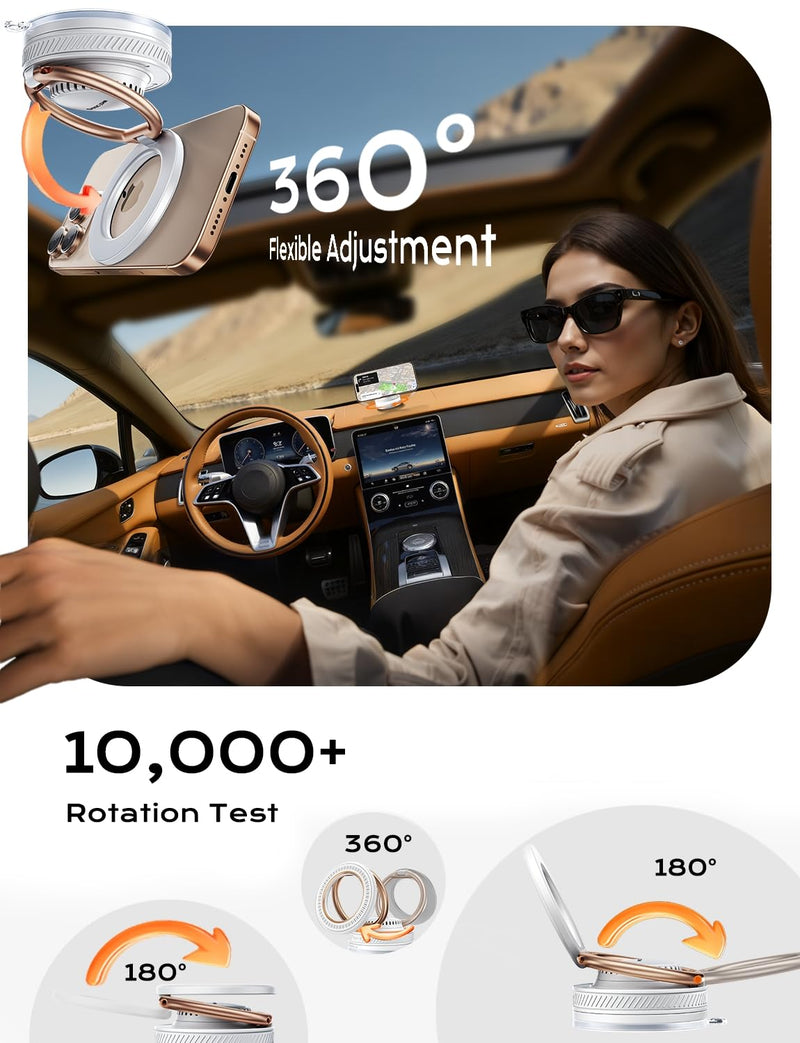 MAGIC JOHN Car Phone Holder for Magsafe [2-in-1 Fragrance Diffuser & Magnetic Phone Holder] 360° Adjustable Car Phone Mount, Phone Holders for Your Car for iPhone 17 Pro Max 16 15 14 13 12 Air Plus White