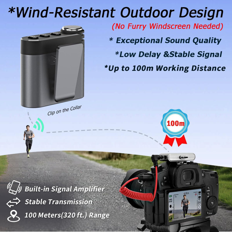 M9 Wireless Lavalier Microphone for Iphone 14/15/16, Android, Tiktok, YouTube,VLOG Recording, Podcast,Portable Mini Lapel Mic with Professional Audio System (Grey ( 1TX+1RX)) Dark Grey ( 1TX+1RX)