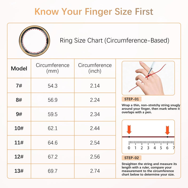 Fit Ring for Women Men, Ring Health Tracker with Heart Rate,Blood Oxygen,Heart Rate Variability, Stress, Sleep Monitor, Step Counter, Smart Ring for iPhone & Android, No Subscription Fee (Gold, 11#)