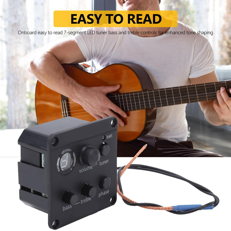 Onboard Preamp Systems, 3, Volume/Tone Shaping/Phase Switch Controls, LED Tuner, Easy Installation, Small Footprint, Sonicore Pickup Acoustic Guitar Pickup