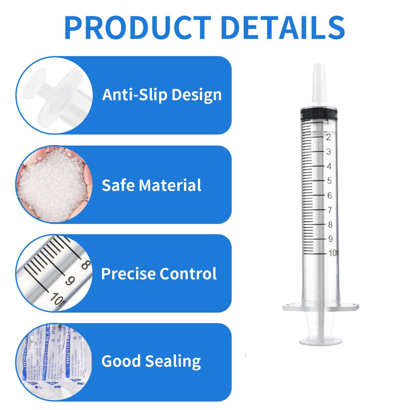 Pack of 20 Syringes 10 ml Plastic Syringe, Individually Packed, Durable Colostrum Syringes, Versatile Dosing Syringes, Reusable Liquid Syringe Measuring Syringe for Garden and Pet Care