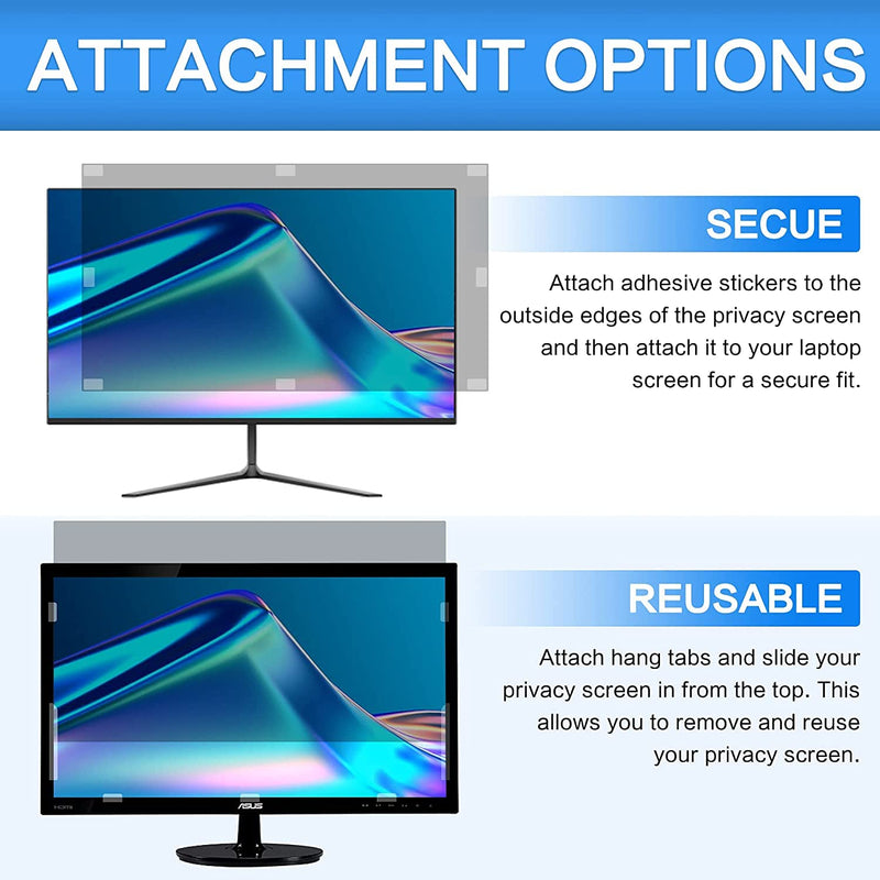 ZOEGAA 22 inch Computer Privacy Screen Filter, Compatible 16:10 Widescreen Monitor，Removable Privacy Screen Filter with Anti-Glare & Anti-Blue 22“Widescreen(16:10) black