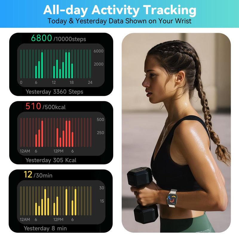 Smart Watch Senior Friendly No App No Phone Required, Waterproof Pedometer | Present for Parents, Waterproof Fitness Tracker, Step Counter, Heart rate Monitor, Sleep Tracker, Alarm Clock, Stopwatch Almond