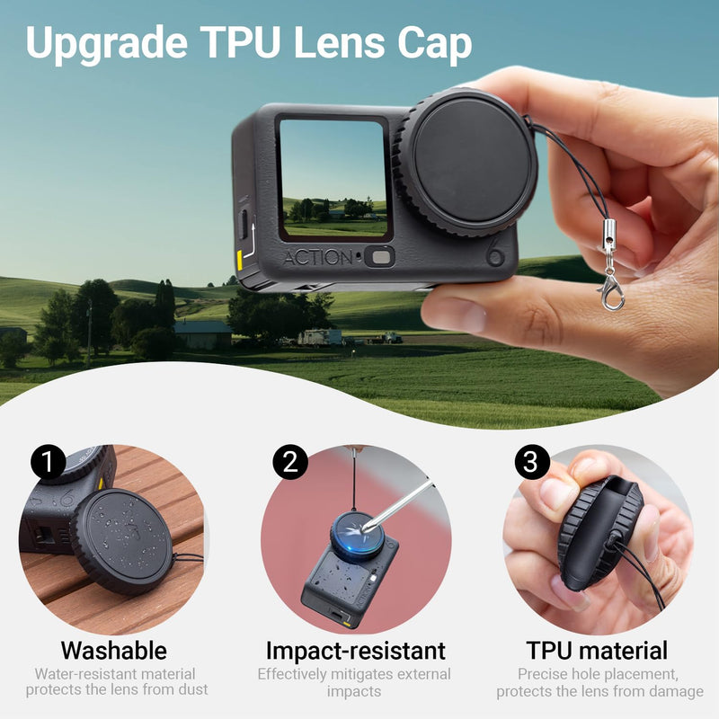 Mini Carrying Case for DJI OSMO Action 6 Accessories, Action6 PU Hard Portable Storage Bag with Lens Screen Protectors & Rubber Lens Cap Cover for DJI Action Camera