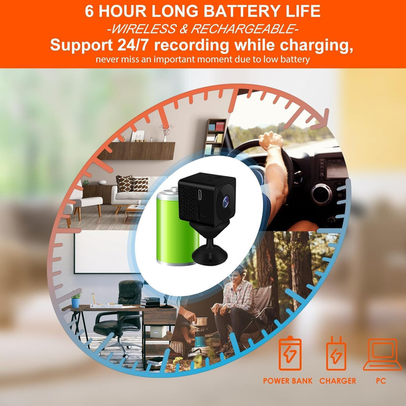 [AUSTRALIA] - WiFi Mini Camera | Hidden Spy Camera | Free Cloud Storage & 32G SD Card, 2024 4K HD Smallest Cam, 150 Days Standby Time, Surveillance Wireless Camera with AI Motion Detection, Auto Night Vision 