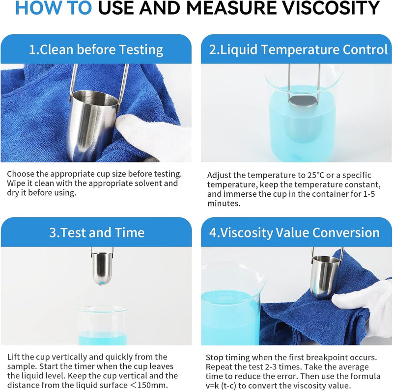 [AUSTRALIA] - HFBTE Zahn Cup Viscosity Measuring Cup #5 Dip Type 44ml for Very Viscous Fluid and Mixture 