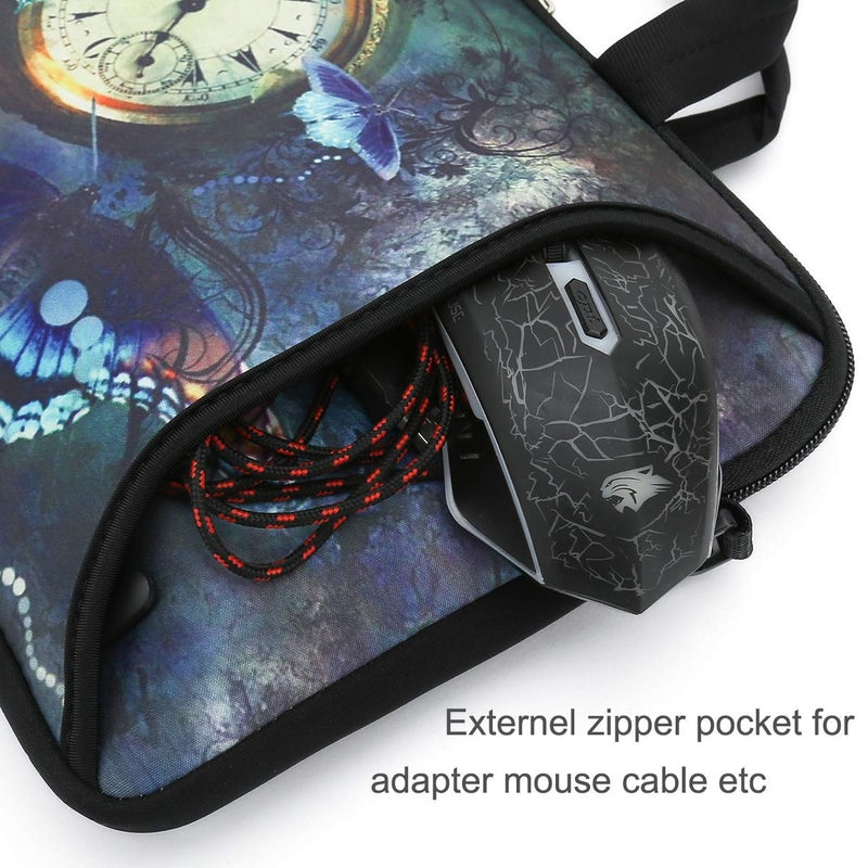 RICHEN 11 11.6 12 12.5 13 inches Case Laptop/Chromebook/Ultrabook/Notebook PC Messenger Bag Tablet Travel Case Neoprene Handle Sleeve with Shoulder Strap (11-13.3 inch, Clock &Butterfly) 11-13.3 inch Clock & Butterfly