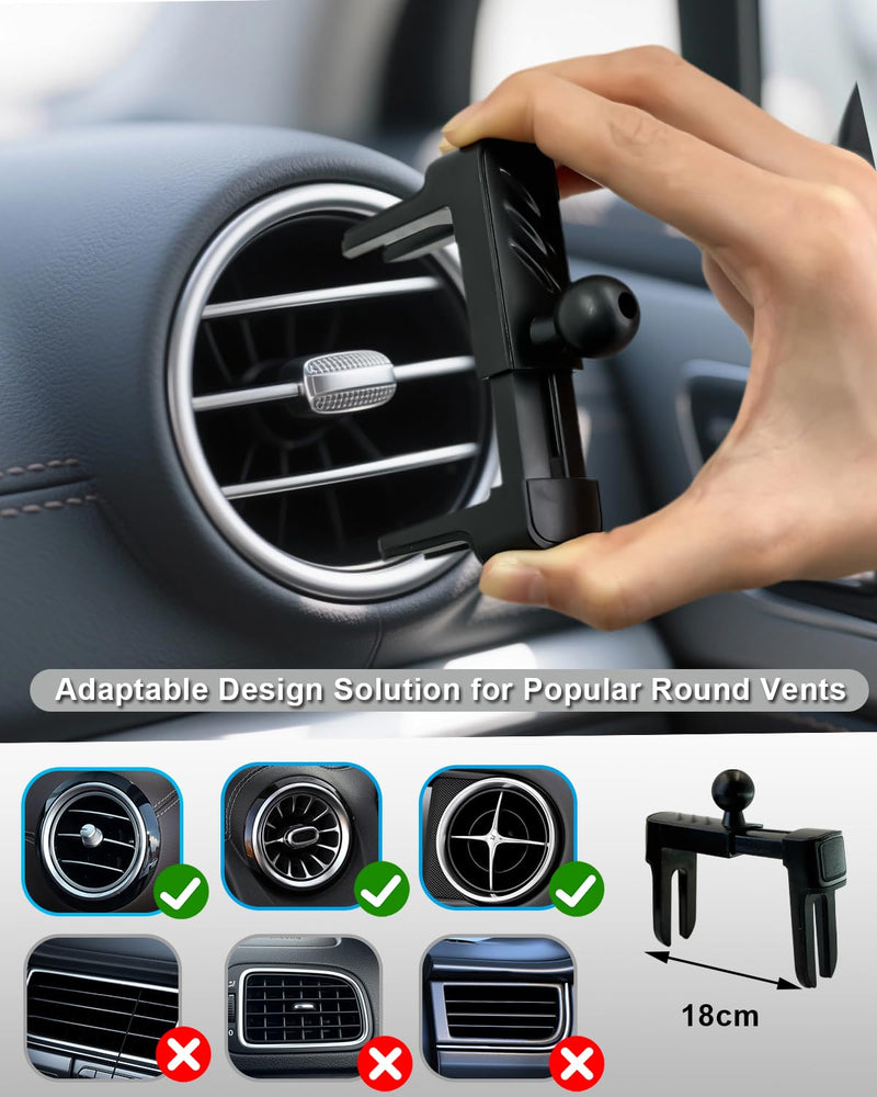 Magnetic Car Phone Holder for Mercedes Benz GLC, C-Class, E-Class | Round Air Vent Mount, Strong Magnets, 360 Adjustable, HandsFree, for iPhone 17 16 15 14 13 Pro Max, Black