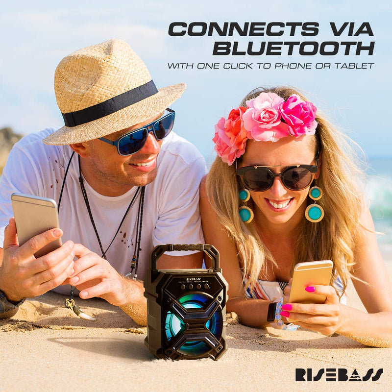 Portable Wireless Bluetooth Speaker for iPhone, Android, iPod and More - Rechargeable Bluetooth Speaker for Kids & Adults - Mini Speaker with Party Lights, for Hiking, Camping, Picnic and Boating Pack of 1 Red