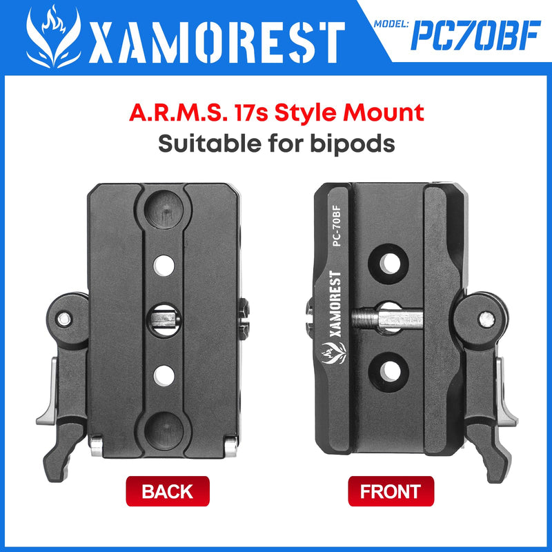 [AUSTRALIA] - PC70-BF Picatinny Arca Swiss Plate, 2.75 inch Picatinny Arca Rail Mount for Rifle Tripod Ballhead Quick Release Plate, Compatiable RRS Dovetail, Suitable for QD Sling & ARMS 17S Style PC70-BF 