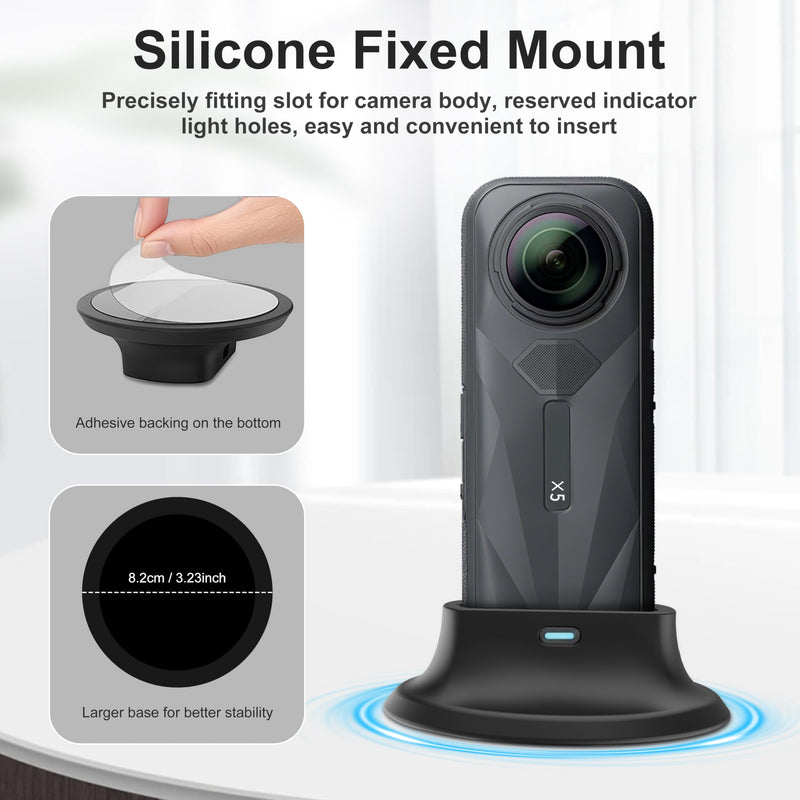 [AUSTRALIA] - FitStill Protection Accessories Kit Only for Insta 360 X5 Optical 2PCS Tempered Glass Screen Protector+Rubber Lens Cap+Silicone Rubber Protective Case+Silicone Support Base Mount Insta 360x5 Accessory 