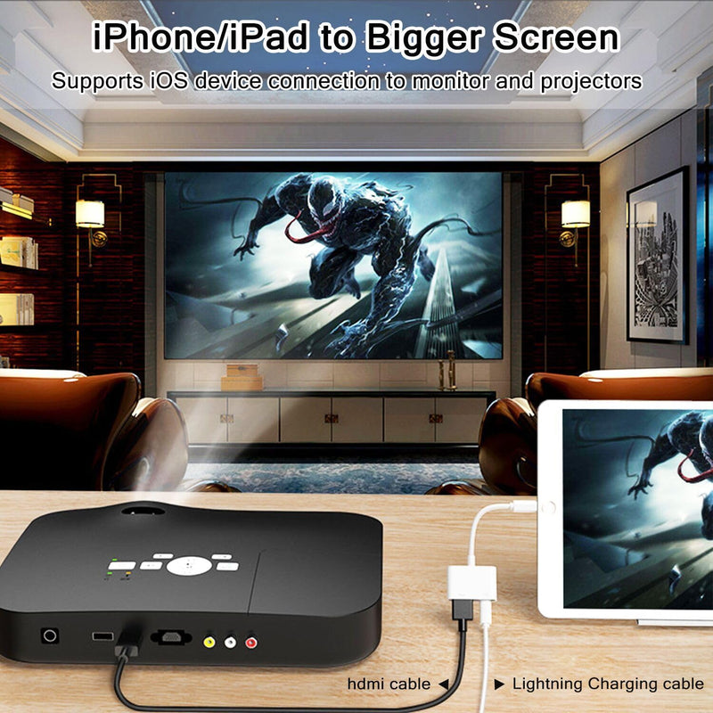 HDMI Adapter for iPhone to TV, 4K HD Digital AV Adapter Screen Converter with Charging Port, Compaitble with iPhone to HDMI Adapter Cable for HDTV, Monitor, Projector, white