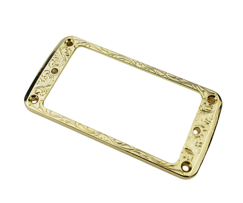 Guyker Metal Flat Humbucker Cover, Pickup Mounting Ring Set - Bridge Neck Pickups Frame Replacement Part for Electric Guitar or Precision Bass(2PCS, PR006 Gold) PR006, gold