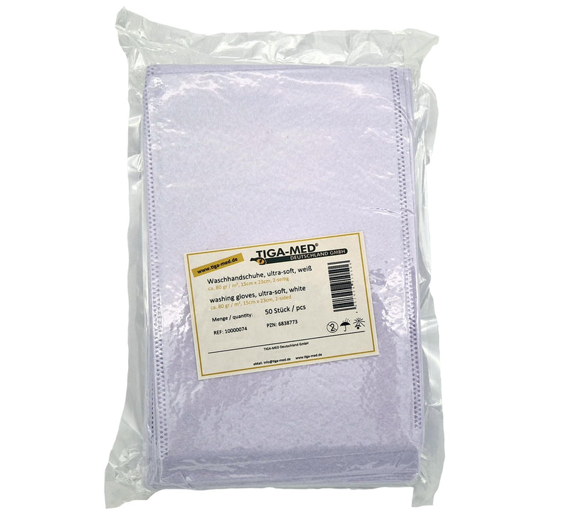 White Disposable Washcloth – Ultrasoft Molton Original Tiga-Med Quality, Pack of 100