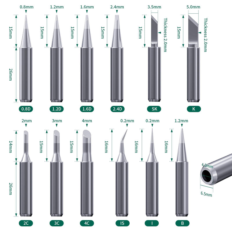 HANGLIFE 900M Soldering Iron Tips for Hakko, Yihua, Atten, Quick, Ryobi, and More Soldering Stations/Guns - Replacement Solder Tips for Welding Equipment & Accessories (12 pcs) Kit 1