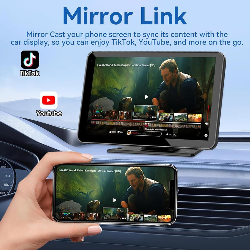 [AUSTRALIA] - Wireless Apple Carplay Screen for Car, 7" HD Touchscreen with Portable Apple Carplay & Android Auto Car Stereo with Backup Camera, GPS Navigation/Mirror Link/Voice Control/Bluetooth 7inches 
