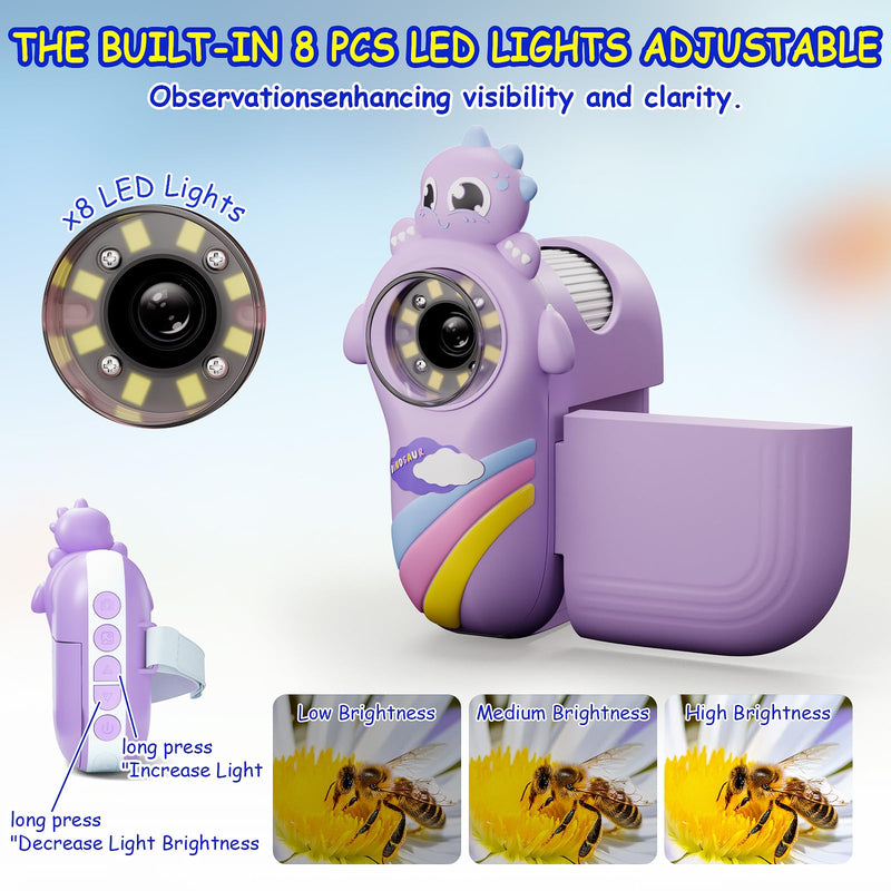 Microscope for Kids,Handheld Kids Microscope – 1000X Magnification,2'' HD Screen,1080P Camera,Built-in Telescope,STEM Educational Toy,Christmas/Birthday Gift for Ages 3-12 (Purple) Purple