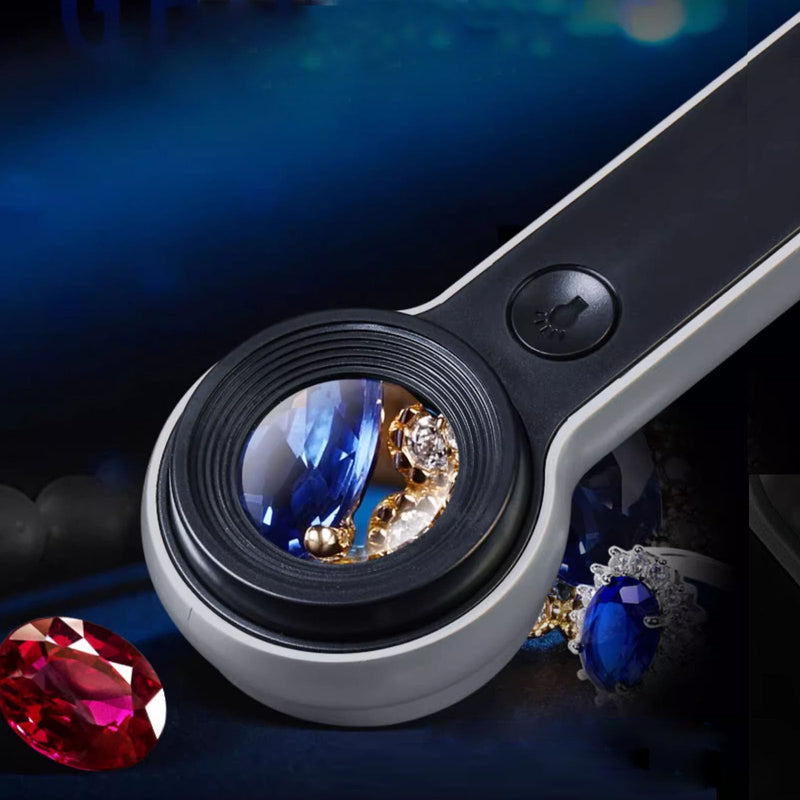 Handheld Magnifier Loupe 60x with UV and LED Lights, USB Rechargeable Illuminated Jewelers Loupe Optical Glass Magnifying Glass for Diamond, Jewelry, Coins, Stamps, Currency, Circuit Board