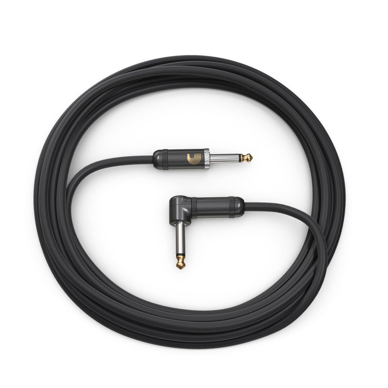 D'Addario Guitar Cable - Guitar Lead - Geo Tip for Secure Connection - 10 Feet/3.05 Meters - Straight End/Right Angle - 1 Pack Straight to Right Angle