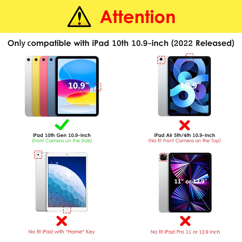 DTTOCASE for iPad 10th Generation Case 2022, 10.9 Inch Case with Clear Transparent Back and TPU Shockproof Frame Cover [Built-in Pencil Holder, Support Auto Sleep/Wake] -Watermelon Watermelon