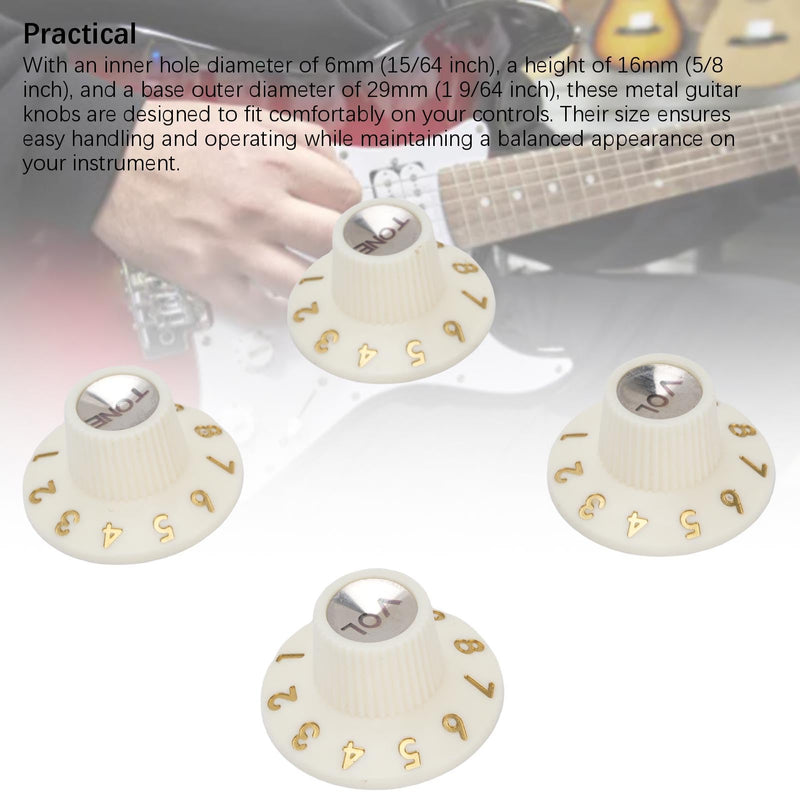 Eujgoov Guitar Control Knobs Retro White Color 2PCS Volume Witch Hat Knobs for Electric Guitar Bass Amplifier Effect Pedal