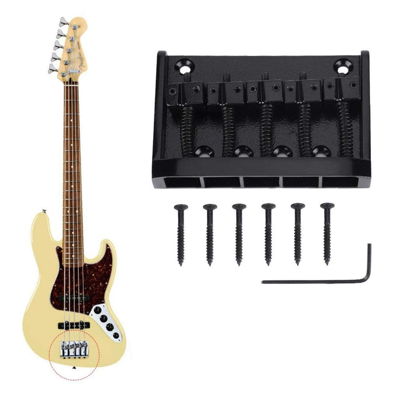 Kadimendium Bass Bridge Tailpiece Good Texture Metal Bass Bridge for 5 String Bass(black)