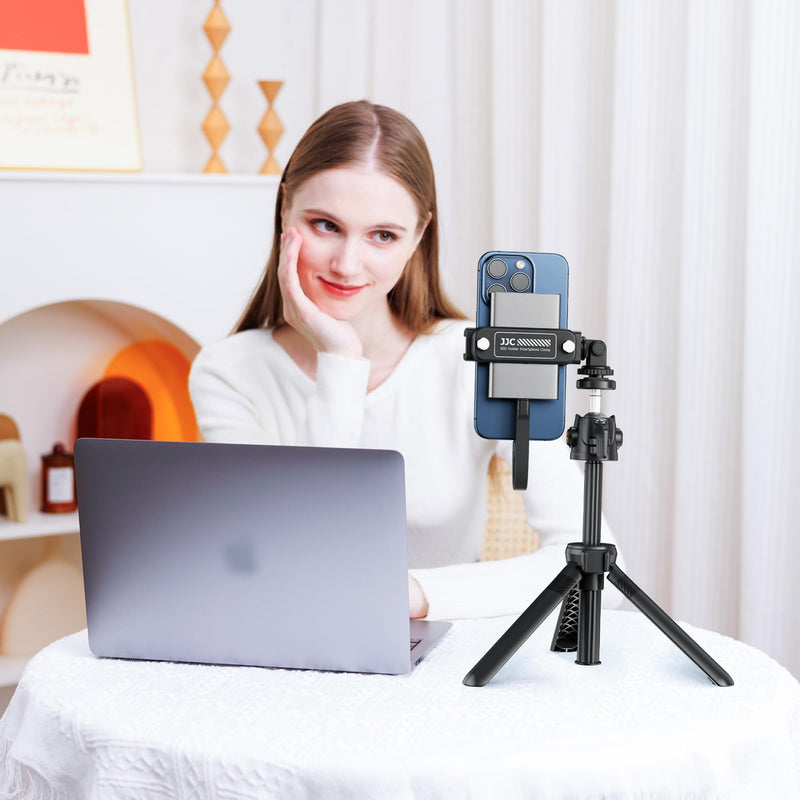 JJC 2-in-1 Multi-Use Phone Clamp SSD Holder Bracket, 360°Rotates SSD Mount Support with Cold Shoe, 1/4"-20 Tripod Mount for Photography Videography Video Recording Vlog Streaming