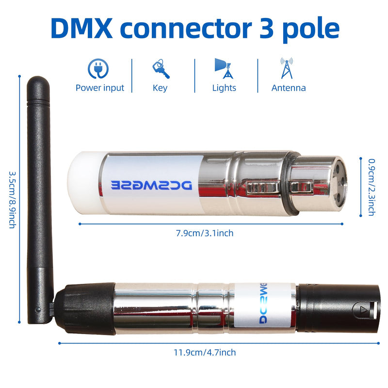 DMX Wireless, 2PCS DMX512 DMX Dfi DJ 2.4G Wireless 1 Receiver & 1 Transmitter Stage Lighting Control