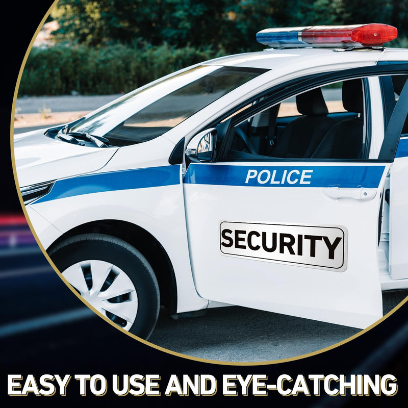 4 Pcs Security Car Magnetic Signs Reflective Security Heavy Duty Signs for Vehicles Magnetic Truck Signs Waterproof Security Officers Magnetic Decals for Patrol(White with Black Border) White with Black Border