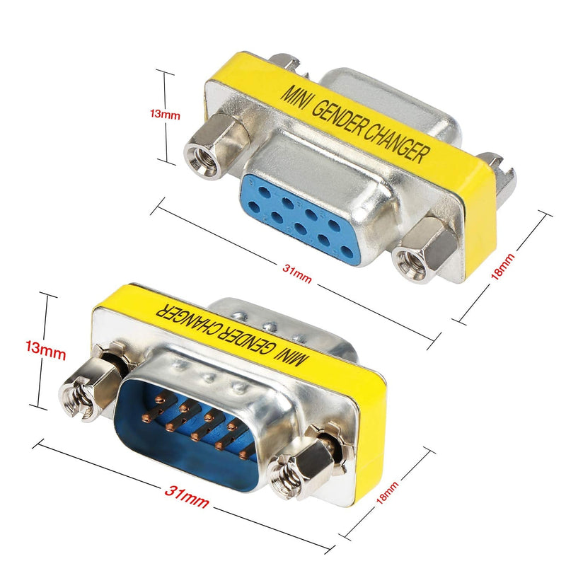 abcGoodefg 9 Pin RS-232 DB9 Male to Male Female to Female Serial Cable Gender Changer Coupler Adapter (10 Pack, DB9 Male to Male Female to Female) 10 PACK